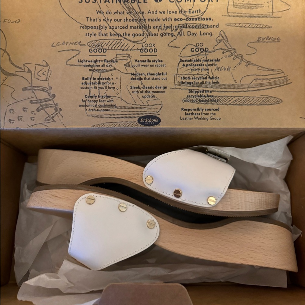 Brand new, worn possibly once, Original Collection Dr. Scholl's white sandals, 8